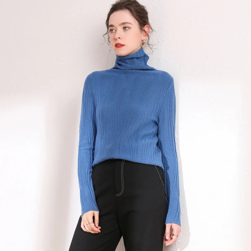 New Style Slim Fit Cashmere Sweater WOMEN'S Woollen Sweater Long-Sleeve Pullover Base Shirt Short Piles Collar Sweater