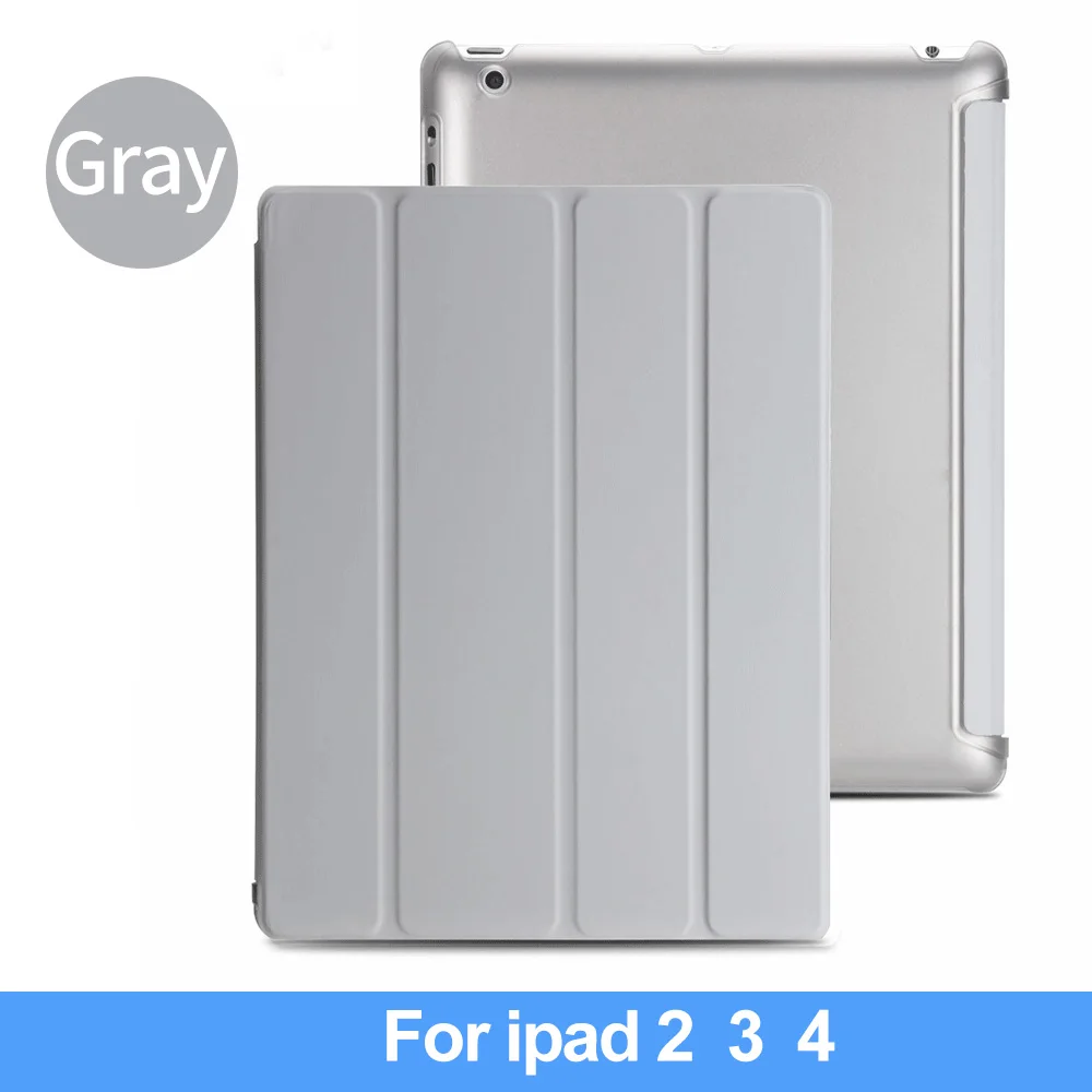 Чехол DOWSWIN для ipad 2 3 4, мягкая задняя крышка, ТПУ кожаный чехол для ipad 4, откидной смарт-чехол для ipad 2, Чехол для ipad 9,7 чехол - Цвет: Gray