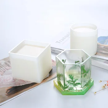 

Large Pen Holder Mould Flower Pot Concrete Mold Silicone 1Pcs Round Square Hexagon Portable Multi-function DIY Decoration