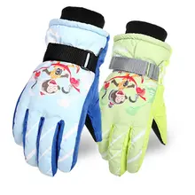 Детские Водонепроницаемые перчатки для катания на лыжах и сноуборде; милые зимние теплые ветрозащитные Нескользящие варежки с плюшевой подкладкой и принтом Обезьяны из мультфильма; 11UE