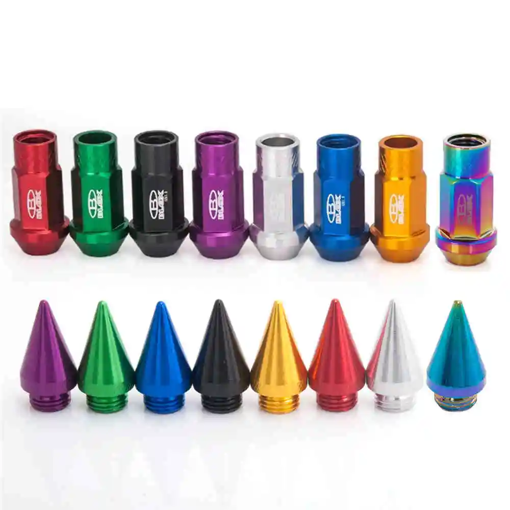 20Pcs M12X1.5 / M12X1.25 Aluminium 50MM Extended Tuner Wheels Rims Lug Nuts With Spikes Spear Tip Jdm