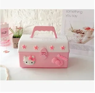 1 Hello kitty Пластиковый Контейнер Для Хранения Подарочная игрушка коробка для ювелирных изделий ящик для косметики Настольный органайзер для таблеток - Цвет: 1