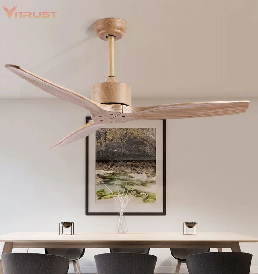 Скандинавский деревянный потолочный вентилятор простой современный дом столовая спальня подвесной вентилятор твердый деревянный веер