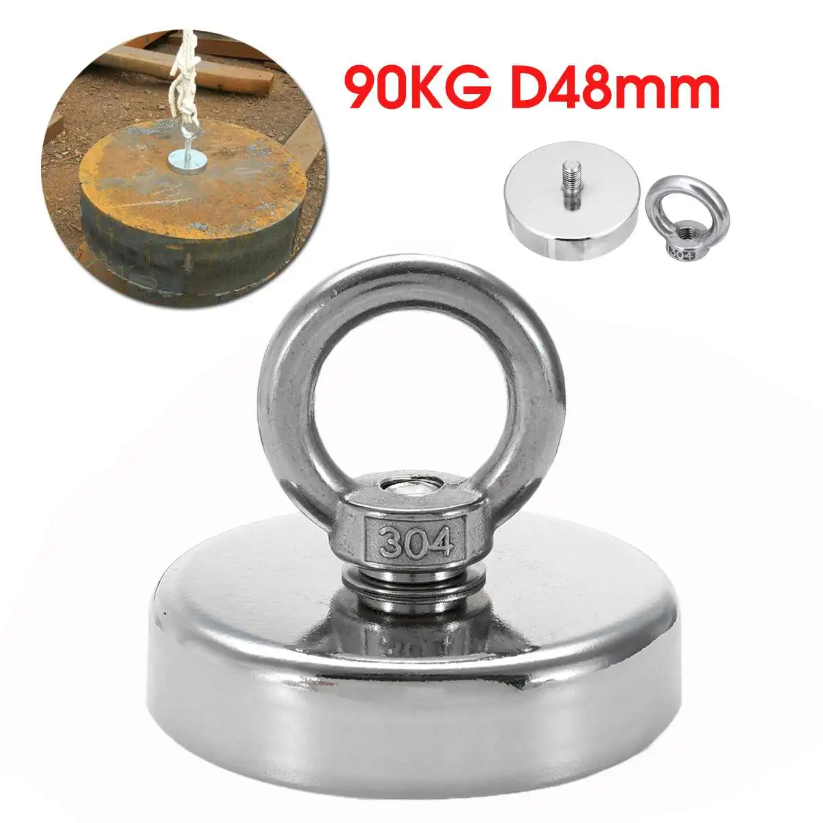 D48mm сильный Мощный неодимовый магнит крюк спасательный магнит морское рыболовное оборудование держатель Тяговый монтаж горшок с кольцом
