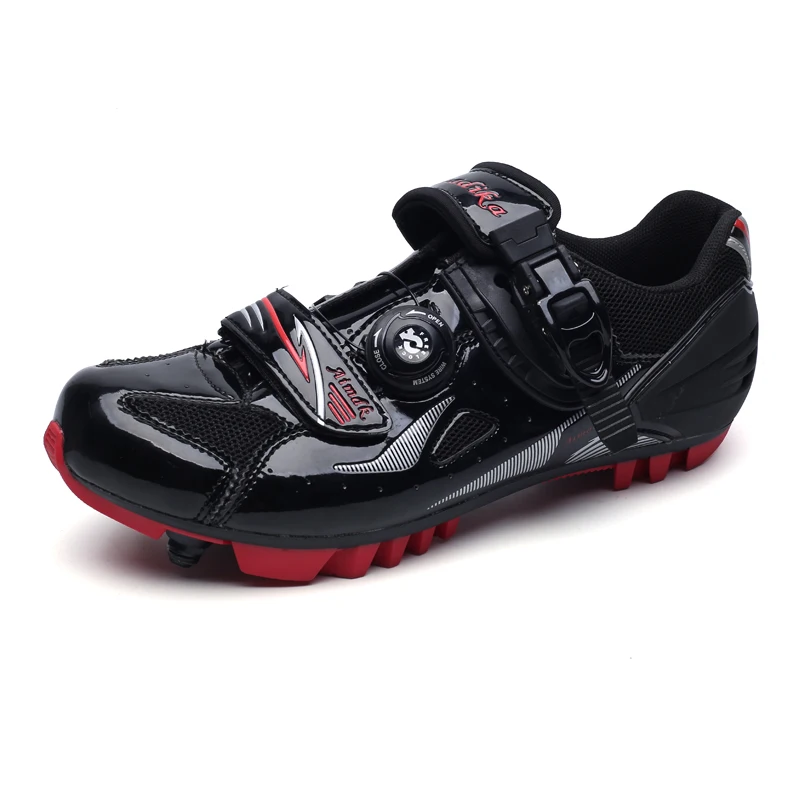 Black Red YHKLERZU MTB велосипедная обувь для взрослых, для спорта на открытом воздухе, дышащая нескользящая обувь, профессиональная обувь для горного велосипеда, велосипеда, самофиксирующаяся обувь - Цвет: Black Red