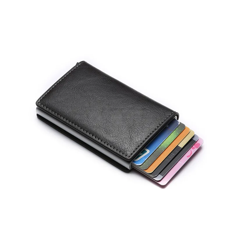 Мода кредитной карты держатель для карт углерода кошелек Твердые слайдер; держатель для карт Алюминий тонкий короткий держатель карт с защитой от RFID, для карт карман
