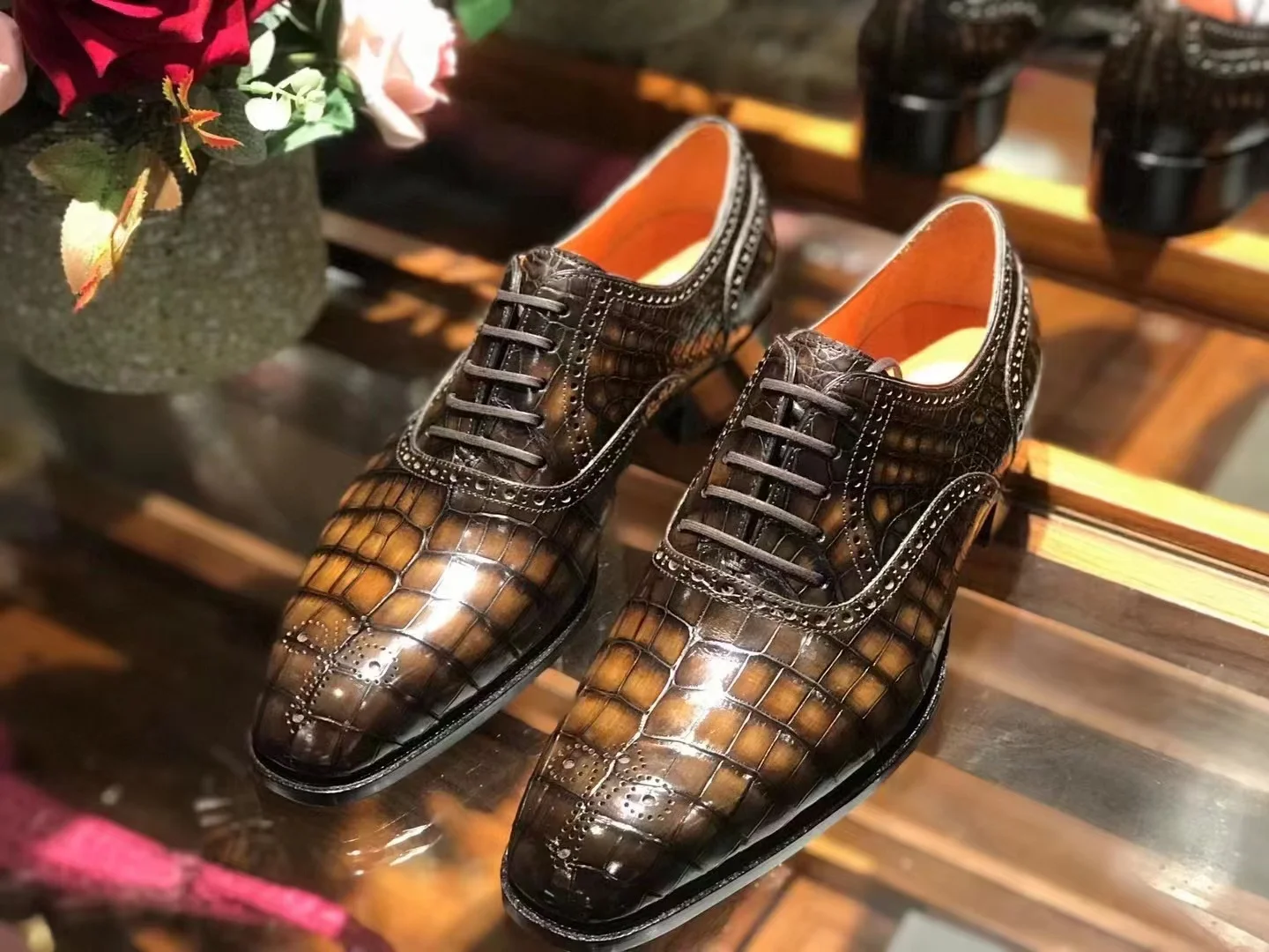 Sipriks Chaussures décontractées en peau de crocodile pour hommes