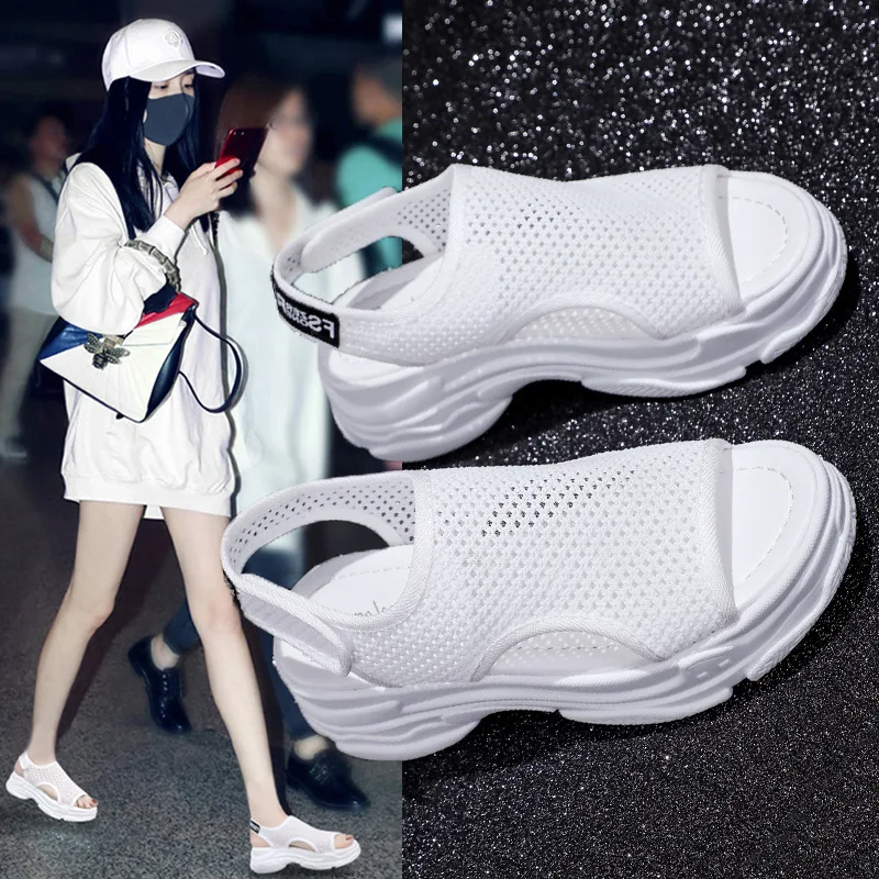 

Seckilling Velcro Mesh Breathable Platform Sandals