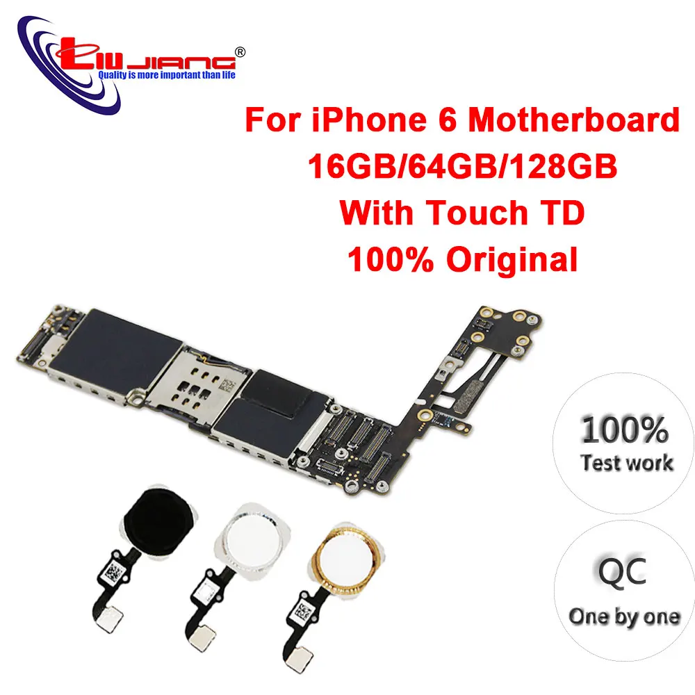

100% Original unlocked for iphone 6 Motherboard Without Touch ID With Touch ID for iphone 6 Logic boards 16gb 32gb 64gb