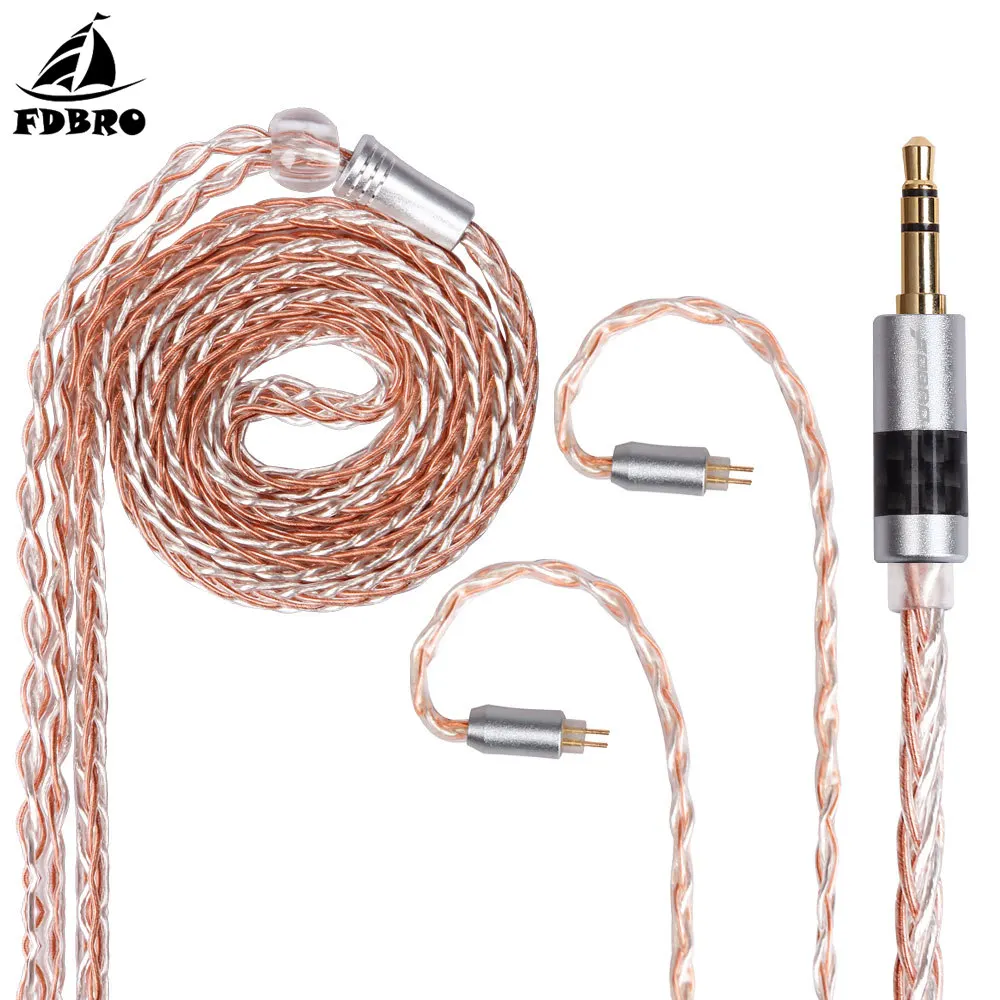 FDBRO 8 ядерный посеребренный аудиокабель для наушников IE80 A2DC IM 2Pin 2 5/3 5/4 4 мм