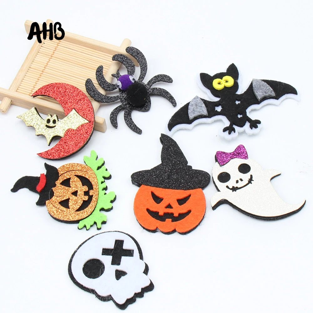 

AHB 7pcs Mixed Appliques Glitter Rainbow Felt Shiny Glitter Patches DIY Headware Accessories Patches Scrapbooking Sticker