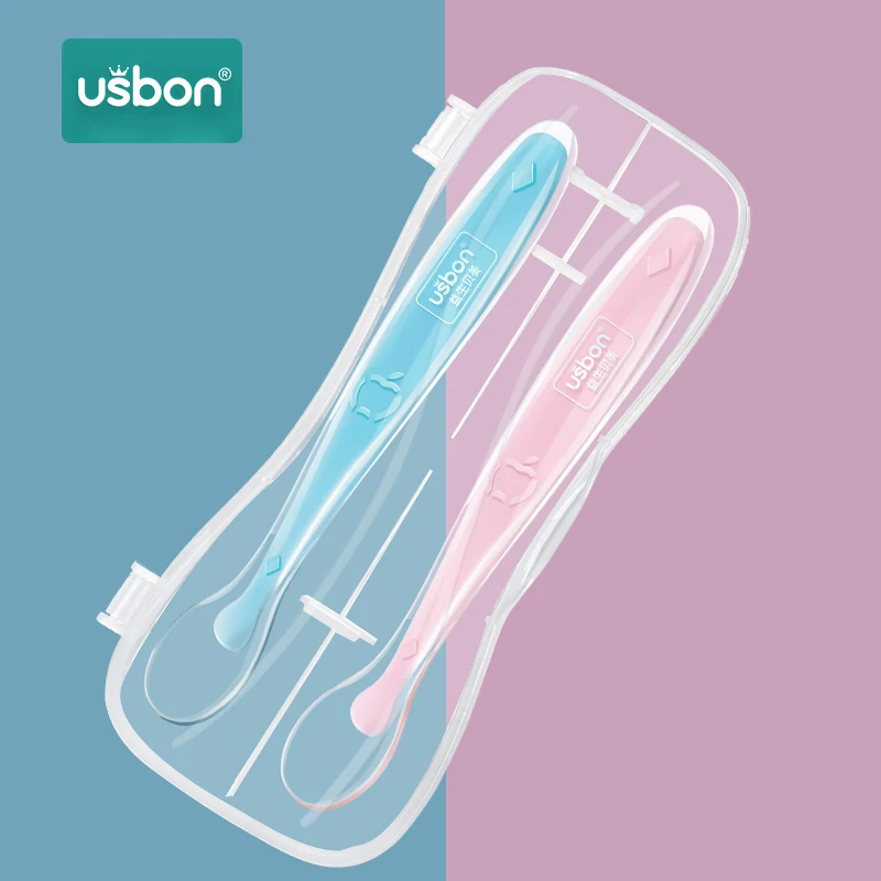 Usbon 2 шт., силиконовая ложка, детские ложки, посуда для кормления, детская посуда, столовые приборы, ложка, инструменты для лоскутного шитья, набор супов, половник