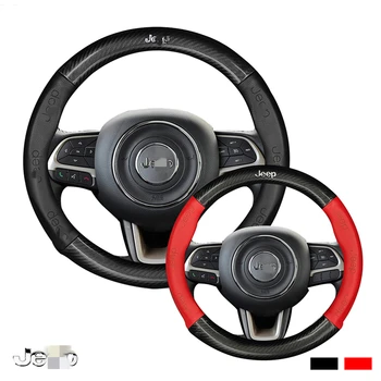 

Popular Carbon Fiber Cow Leather Car Steering Wheel Cover For Jeep Renegade Wrangler jk tj Grand Cherokee Compass Patriot