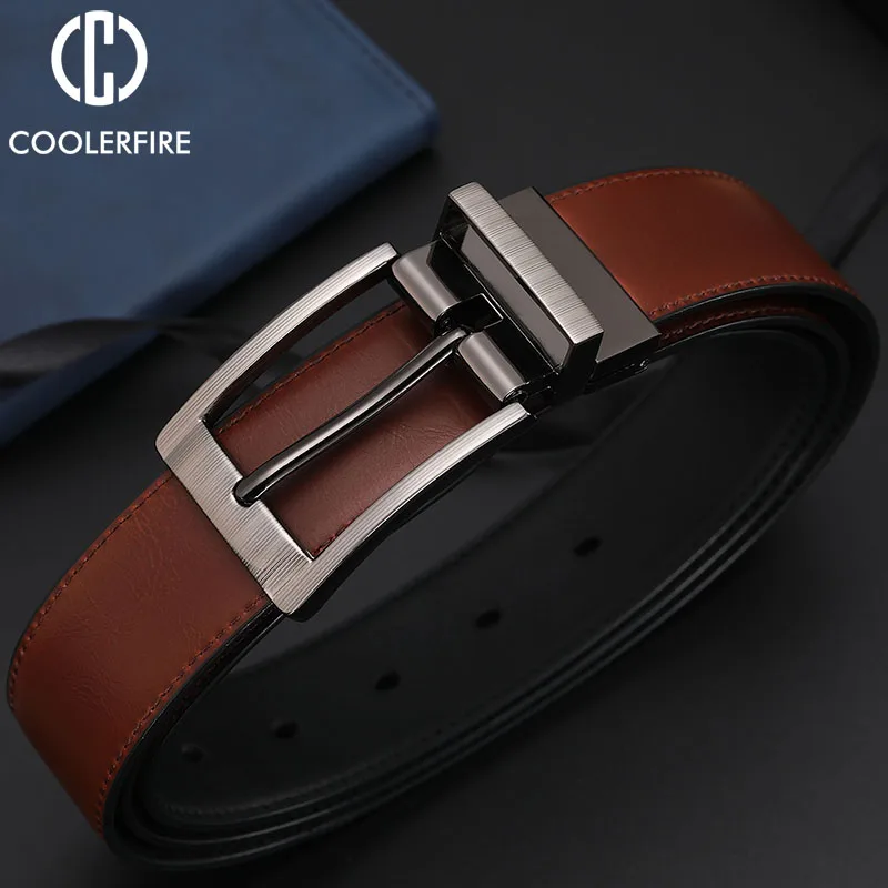 Men Belts Reversible Buckle Leather Brand Luxury Business Fashion