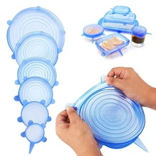 Силиконовые свежие крышки, набор многоразовых Растягивающихся крышек для хранения фруктов, свежие уплотнительные крышки, кухонные крышки чаши для хранения, инструменты 6 шт./партия