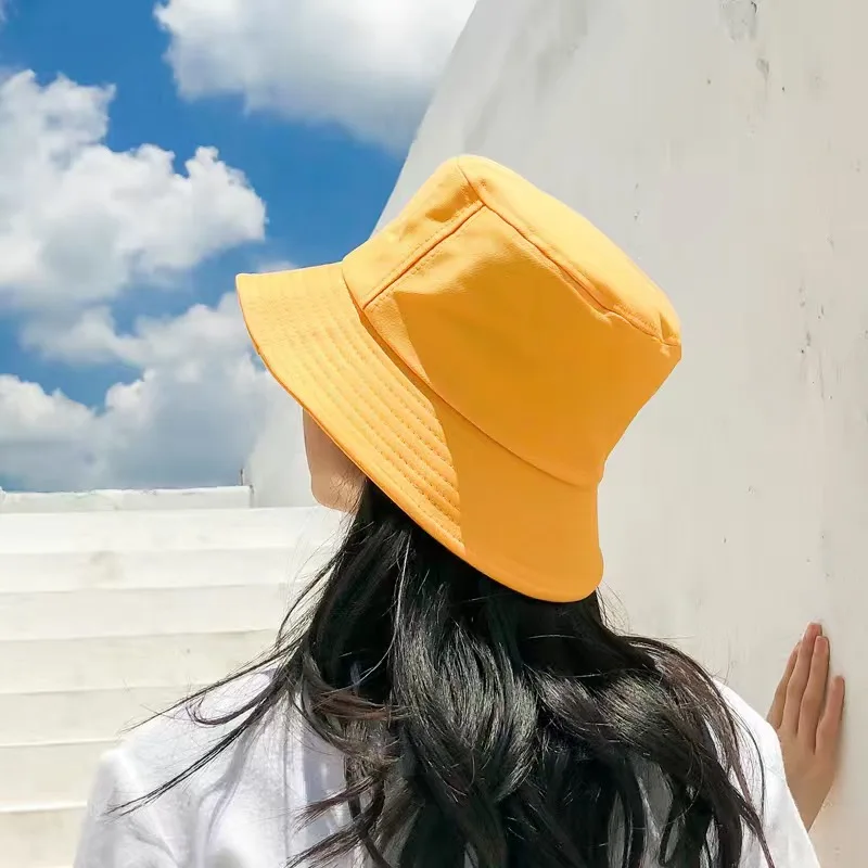 Women Pink Yellow White Black Fisherman Hat Fashion Cotton Bucket Hats High Quality Outdoor Travel Caps Gorras Gorro De Pescador
