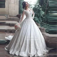 Vestido De Novia Элегантные аппликации свадебное платье кружева совок декольте с длинным рукавом подвенечные Свадебные платья robe de mariage
