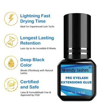 

2 Second Fast Drying Strong Eyelash Extension Glue Adhesive Retention 6-7 Weeks Low Smell Makeup Tools Supplies Eyelash Glue