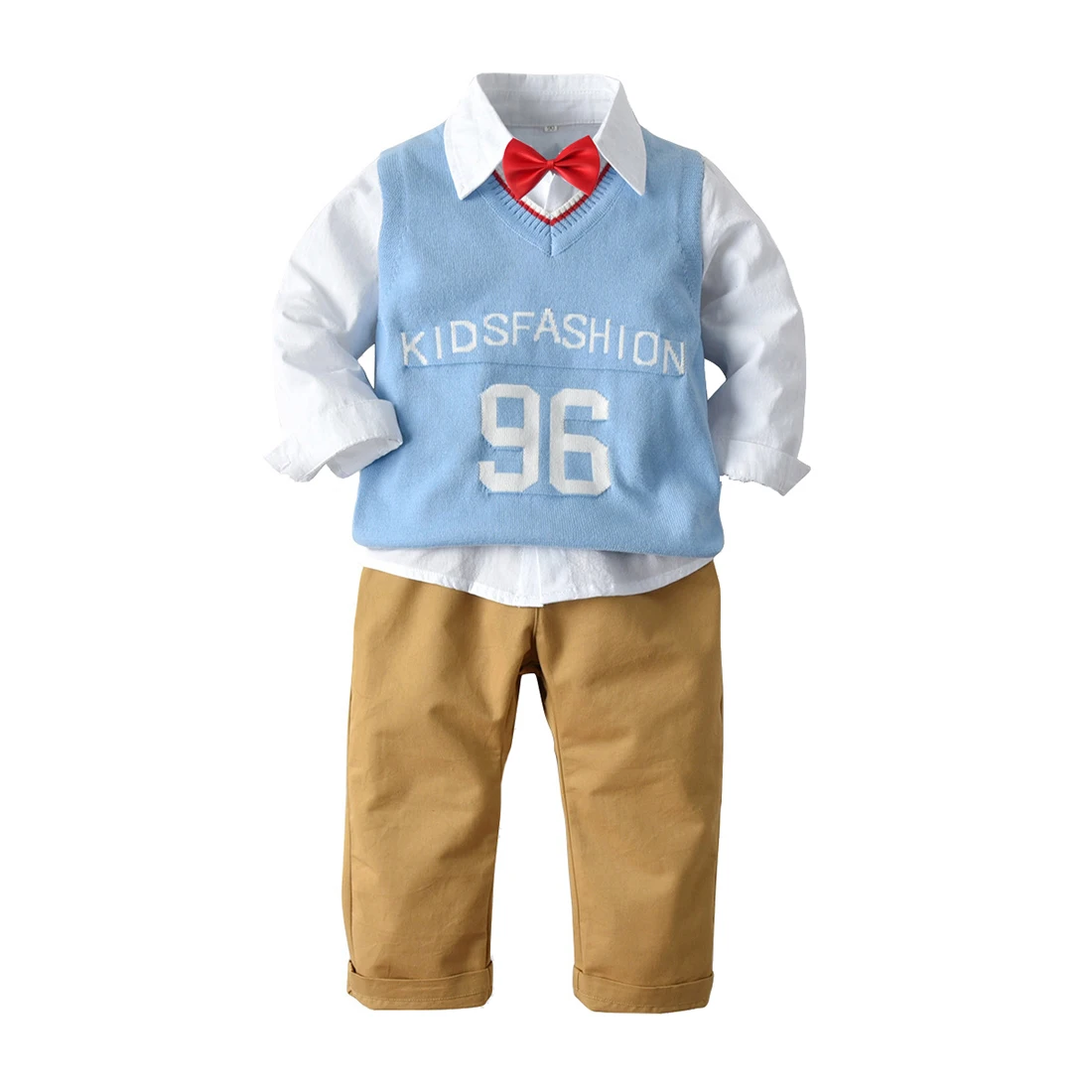 2019 новый осенне зимний детский костюм шерстяной жилет для мальчиков + рубашка с