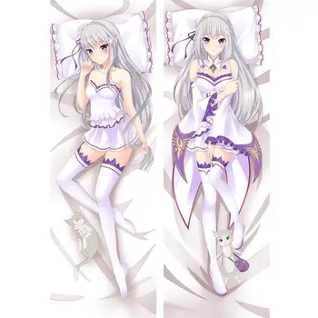 

Japanese Anime Emilia Re Life In A Different World From Zero Otaku Dakimakura Gifts Bedding Hugging Body Pillow Case 150x50 CM