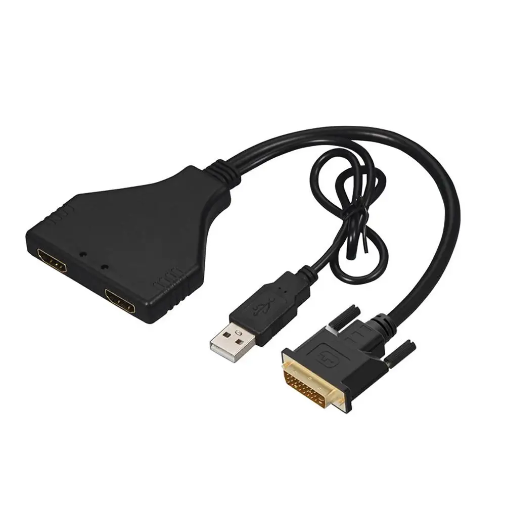 DVI на 2 кабель-разветвитель HDMI адаптер «Папа-мама» поддержка 1080P HD 3D видео разветвитель - Цвет: Black
