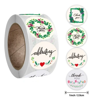 

500Pcs Floral Thank You Stickers for wedding decoration Craft Party Supplies