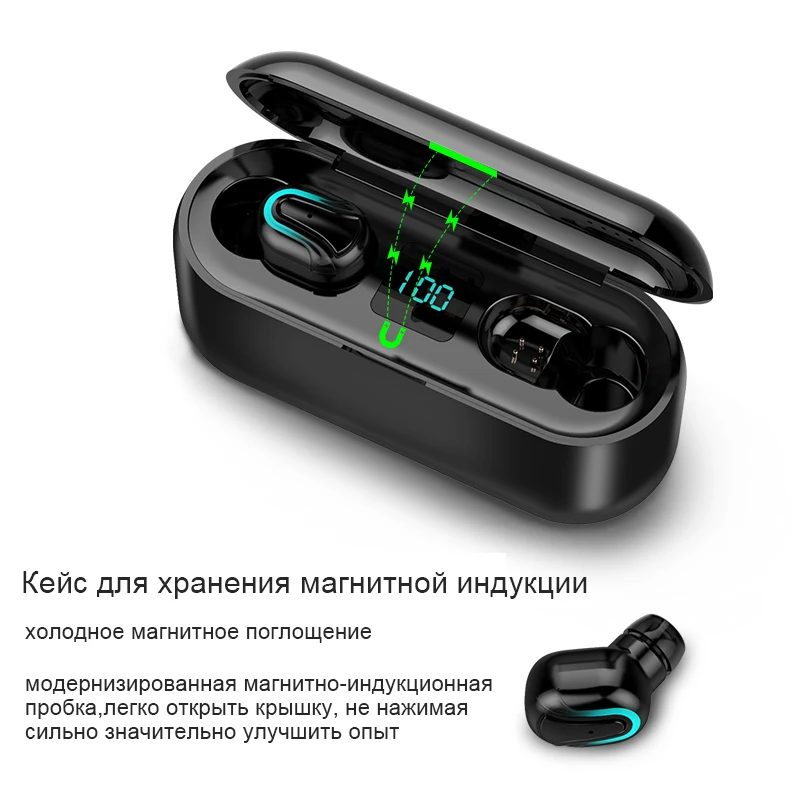 Светодиодный Bluetooth наушники с цифровым дисплеем Q32 Plus, игровая гарнитура для телефона, спортивные беспроводные наушники, HD вызов, наушники Blutooth 5,0
