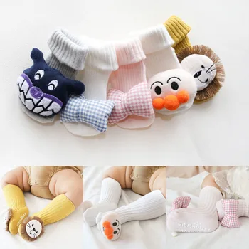 

Casual Baby Stocks Kids Cartoon 3D Animals Anti-slip Floor Slipper Bowknot Stocks Accessories