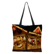 Краудейл двухсторонний Рождественский подарок, льняные хозяйственные сумки для рождественских сумок, Женская забавная сумка, тканевый мешочек 43 см* 43 см