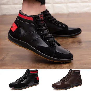 

Mens Leather Ankle Casual Boots Hiking Running Work Shoes Elegant Oxford Wide Fit Comfortable Flat