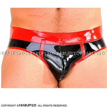 

Black With Red Sexy Latex Briefs With Pouch And Trims Rubber Shorts Underpants Underwear Pants DK-0187