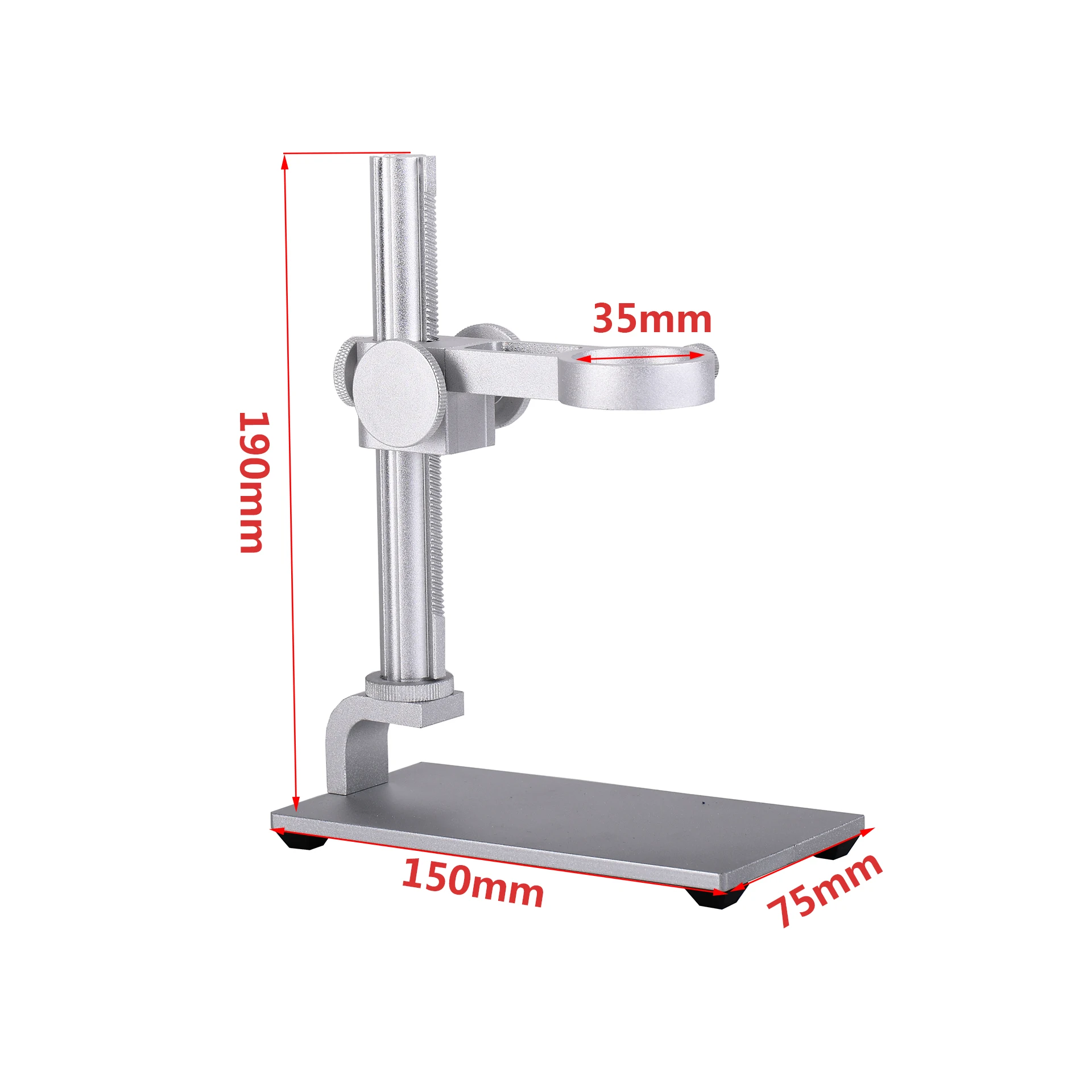 Aluminum Alloy Stand for Digital Microscope of USB/WiFi/LCD Camera Adjustable Height Maxmium 1.18 Inch Diameter w/Dual Fill Light Universal Metal Stand Holder