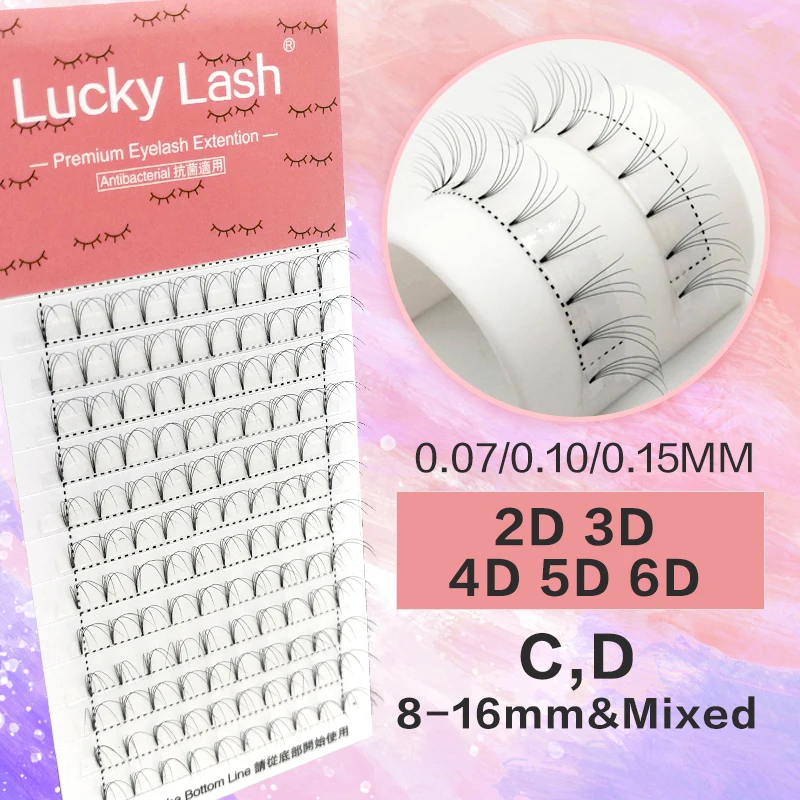 

LUCKY LASHES 0.07 per made fans Eyelashes,3D-8D Short stem volume Eyelash Extension individual false mink eyelashes