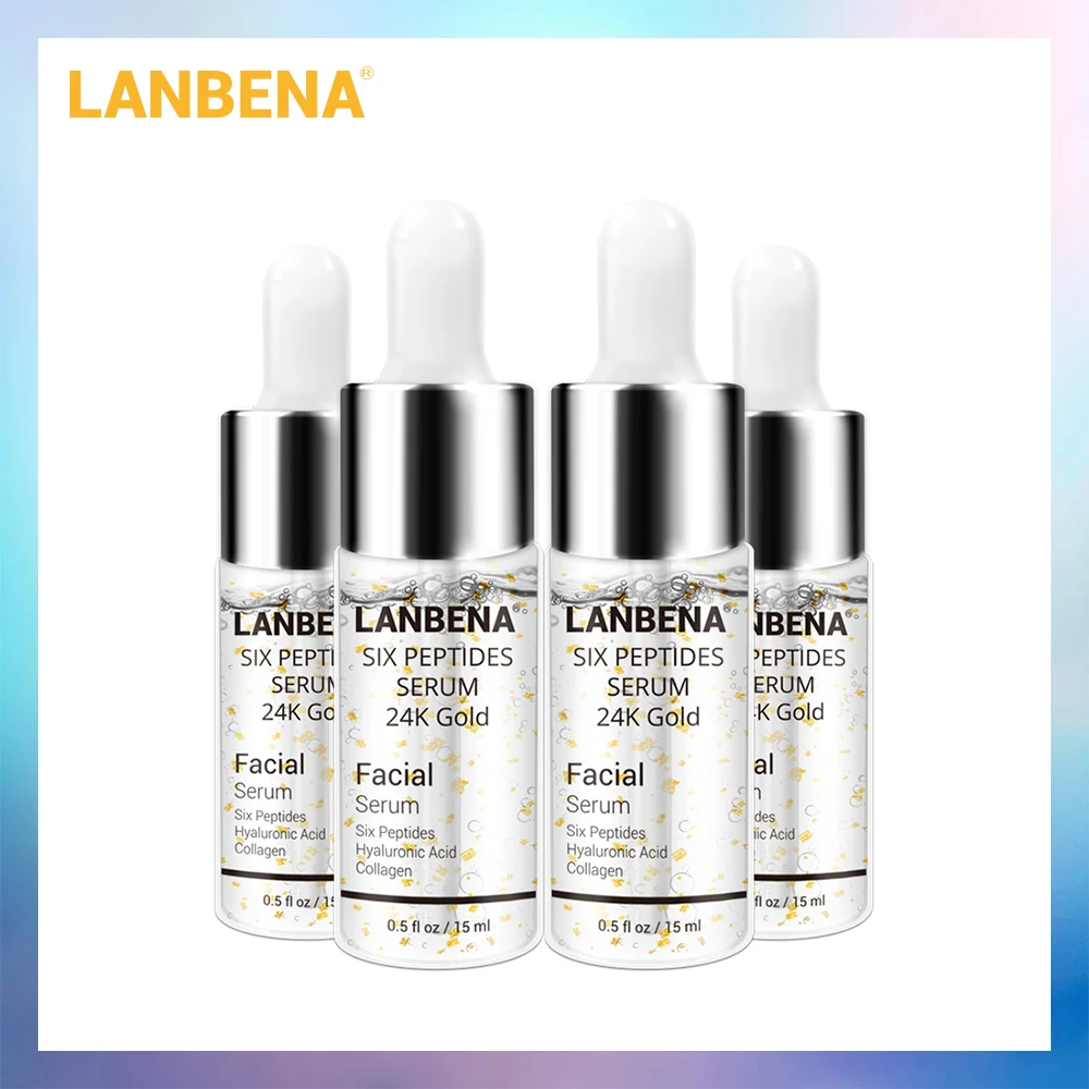 LANBENA 24K Gold Six сыворотка с пептидами крем для лица дневной антивозрастной подтяжка морщин для укрепления, отбеливания, увлажнения лечение акне 4 шт