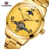 

Forsining 2020 Mens Automatic Wrist Watch Royal Golden Sun Moon Self-Wind Skeleton Stainless Steel Band Mechanical Relogio Clock