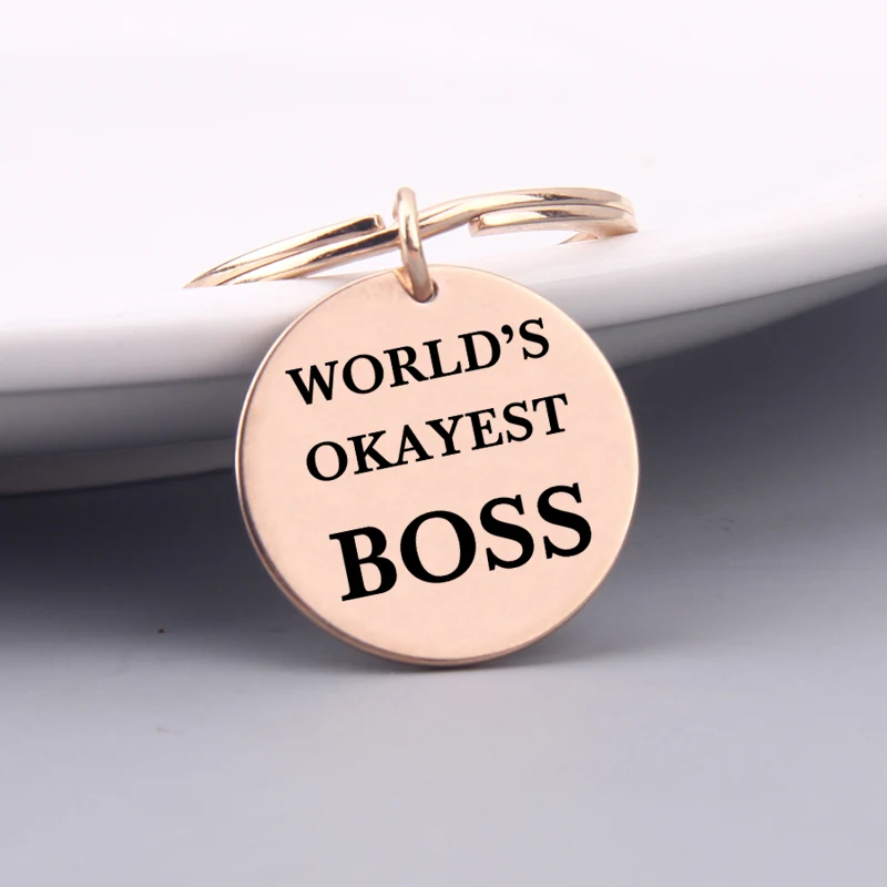 Брелок для ключей Boss Gift с гравировкой в мире, Лучший держатель для ключей Boss в мире, подарок для лучшего босса, простая модная сумка, Шарм