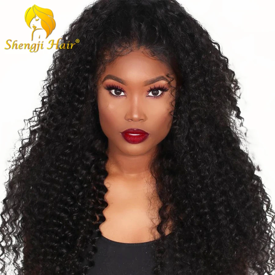 Shengji волос 13x6 Синтетические волосы на кружеве человеческих волос парики для чернокожих Для женщин поддельные головы бразильский Волосы remy вьющиеся Синтетические волосы на кружеве парик с детскими волосами