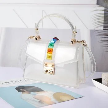 

Bag 2019 new shoulder bag female bag transparent design jelly bag messenger bag handbag small square bag