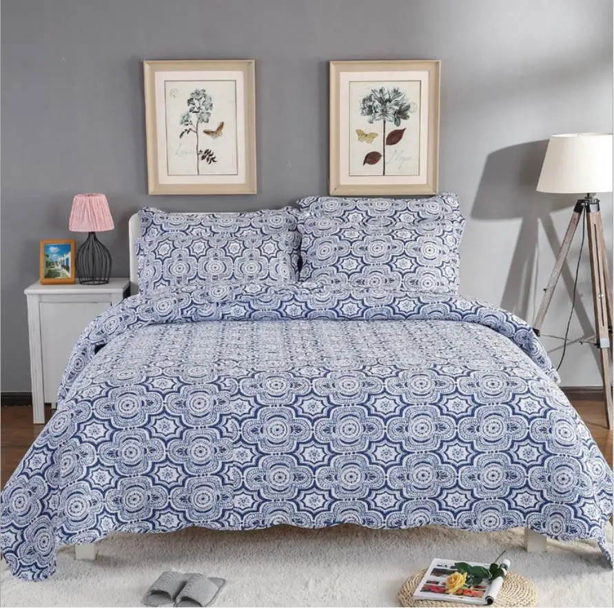 1 шт покрывало на кровать+ 2 шт наволочки, современный синий и белый фарфор, покрывало, маленький свежий стиль, Комплект постельного белья, одеяло, одеяло - Цвет: colour 1