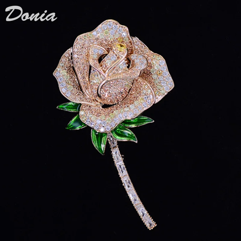 Ювелирные изделия donia Classic rose Blomworm Koper liar bruiloft broches sieraden perfect kubieke zirkoon broches sjaal pin - Окраска металла: gold peach