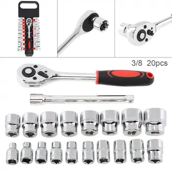 

20pcs/set Universal Multifunctional Steel 3/8 Inch Double Row Ratchet Socket Wrench Set with Ratchet Sockets for Car Repair