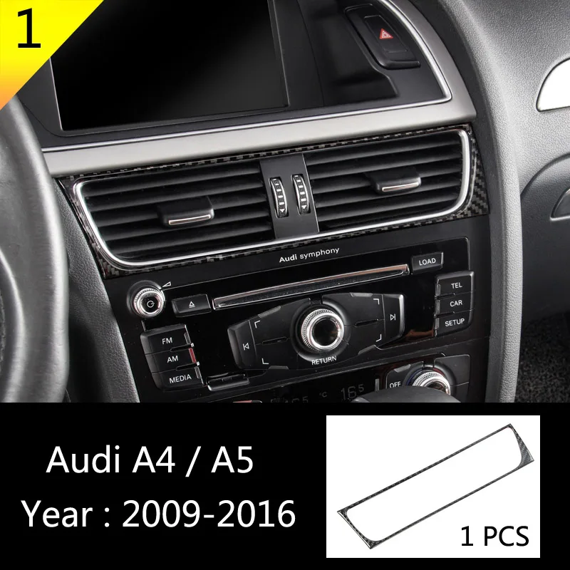 Углеродное волокно центральной консоли кондиционер CD панель Крышка отделка рамка наклейки, автоаксессуары для Audi A4 B8 A5 Q5 стайлинга автомобилей - Название цвета: A4 A5