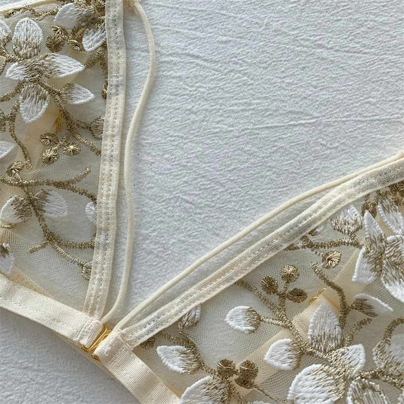 Set reggiseno in pizzo da donna, intimo senza cuciture, gilet senza schienale, bralette sexy Lierie, reggiseno e slip ultrasottili da donna_voghion.com