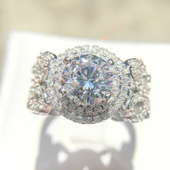 

classic Geometric Micro-inlaid Temperate Zircon Engagement Ring for Female Fashion Popular Rhinestone Wedding Rings for Women