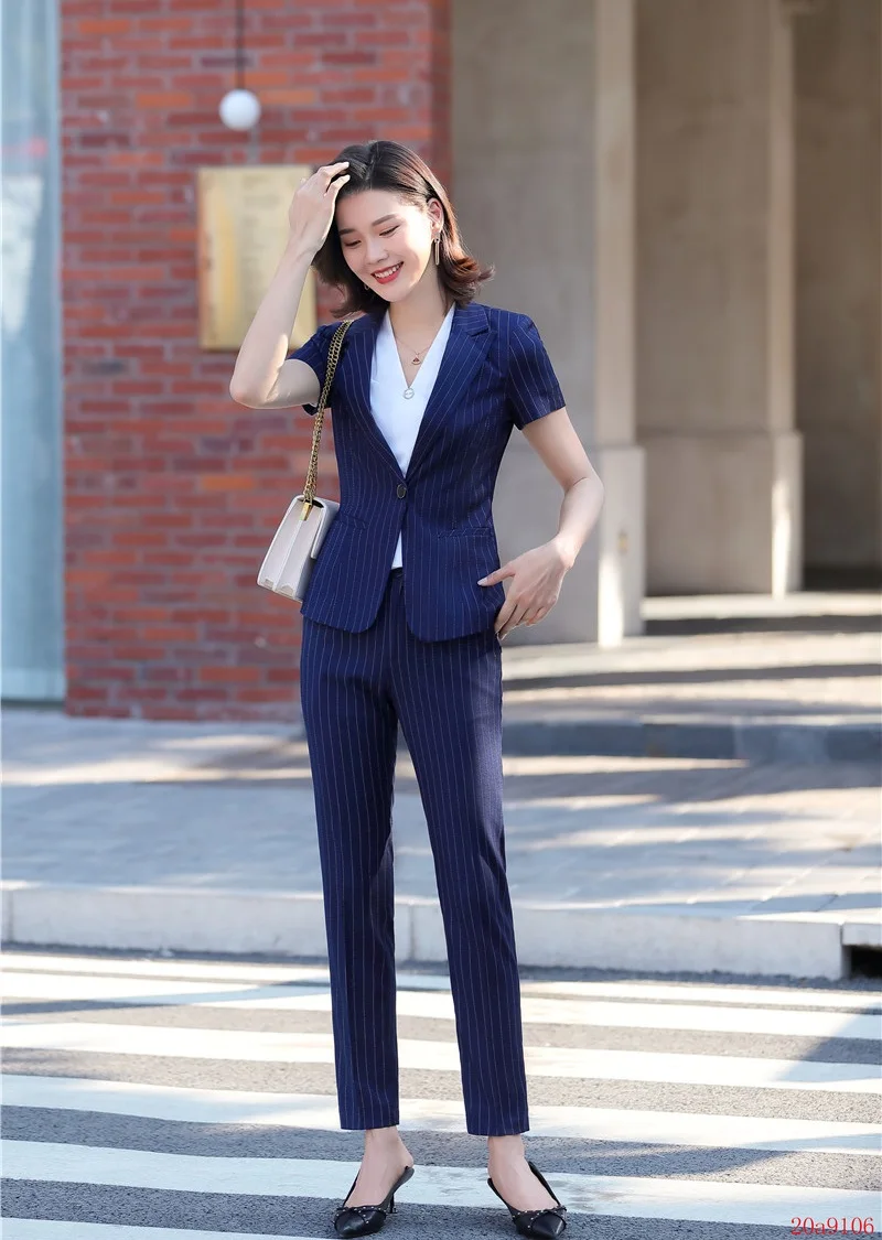 Summer Formal Office Ladies Navy Blue 