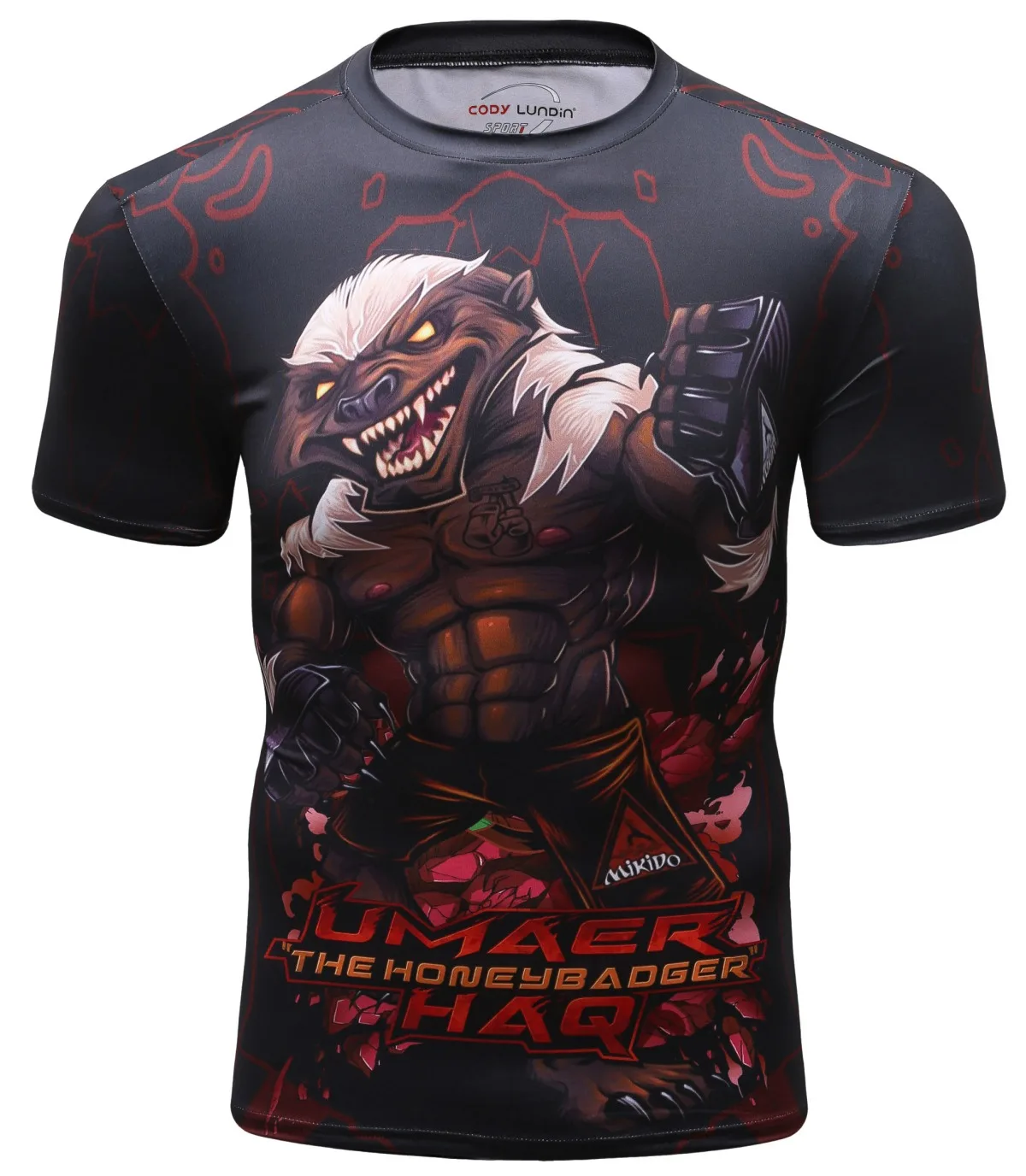 Men's Compression Animal Pattern Sports Fitness Elastic T-Shirt Quick-Drying Running Fitting T-shirt O neck