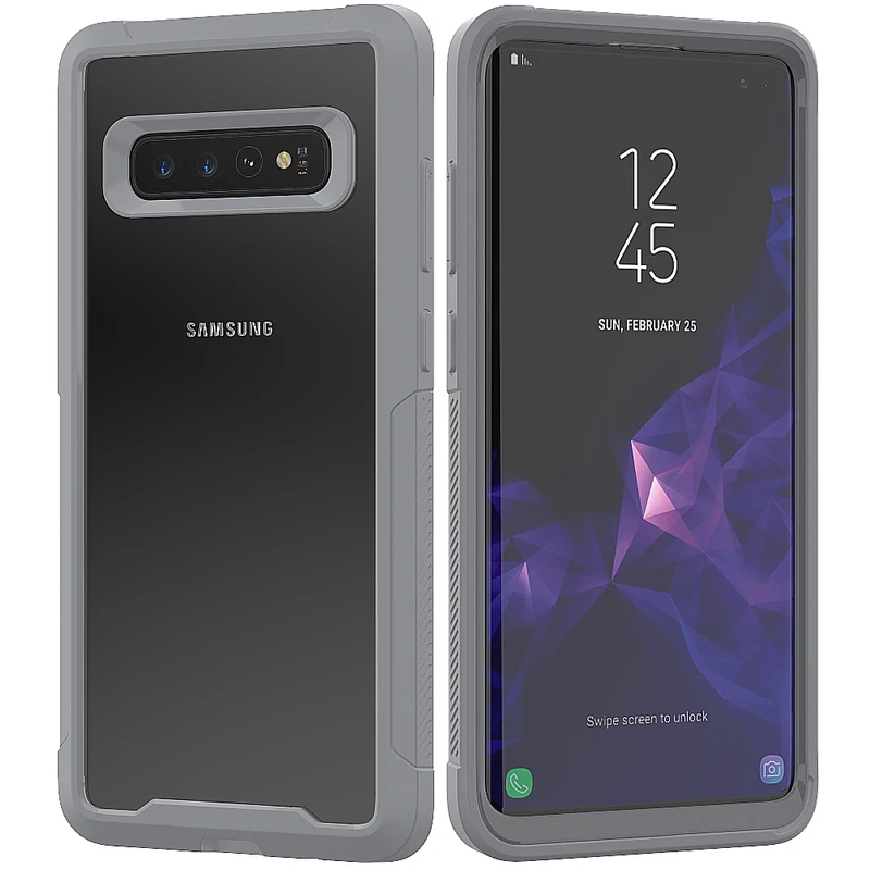 2 в 1 жесткий чехол для телефона для samsung Galaxy S10 Чехол Мягкий ТПУ бампер 360 Защитный чехол для Galaxy S10 Capa Funda чехол - Цвет: Серый