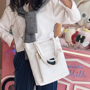 

Fashion Women English Letter Knots Large Capacity Canvas Crossbody Shoulder Bag