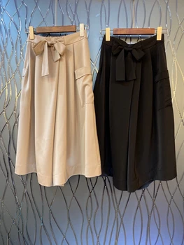 

2020 Spring and Summer New Women's Lace-up Knotted Waist Hugging Single Pocket Decoration All-match Solid Color Casual Pants 611