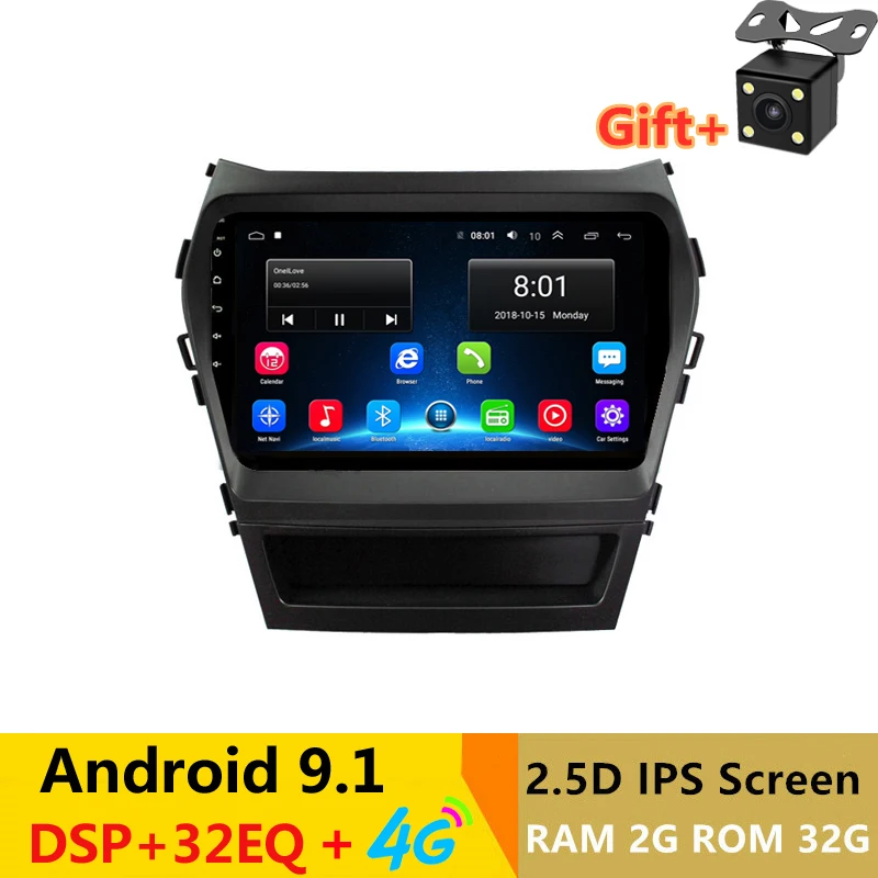Perfect 9" Android 9.1 Car DVD Video Player GPS For Hyundai Santa FE IX45 2015 2016 2017 navigation radio audio stereo bluetooth wifi 0